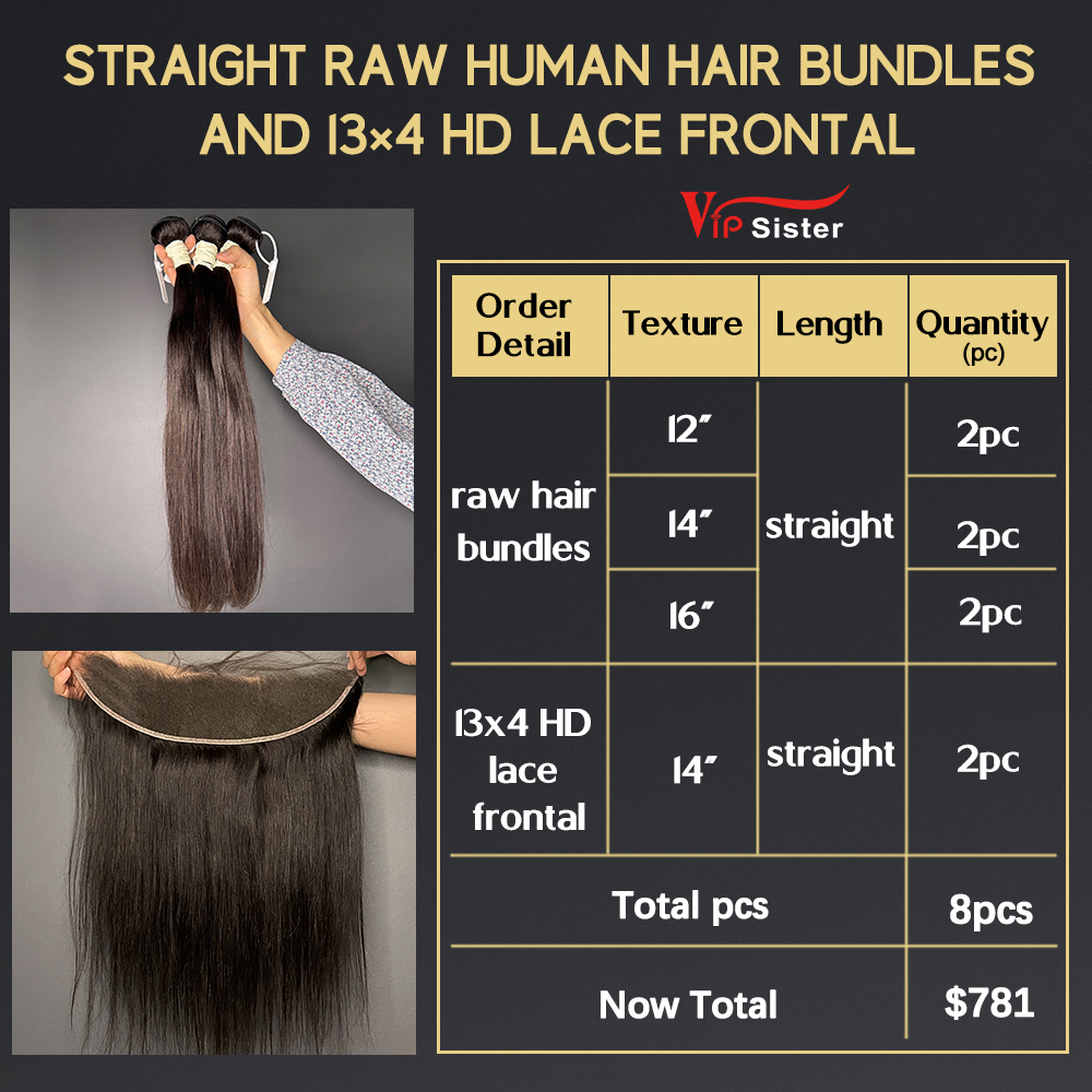 VipSister 6pcs Raw Hair Bundles And 2pcs13X4 HD Lace Frontal  Deal
