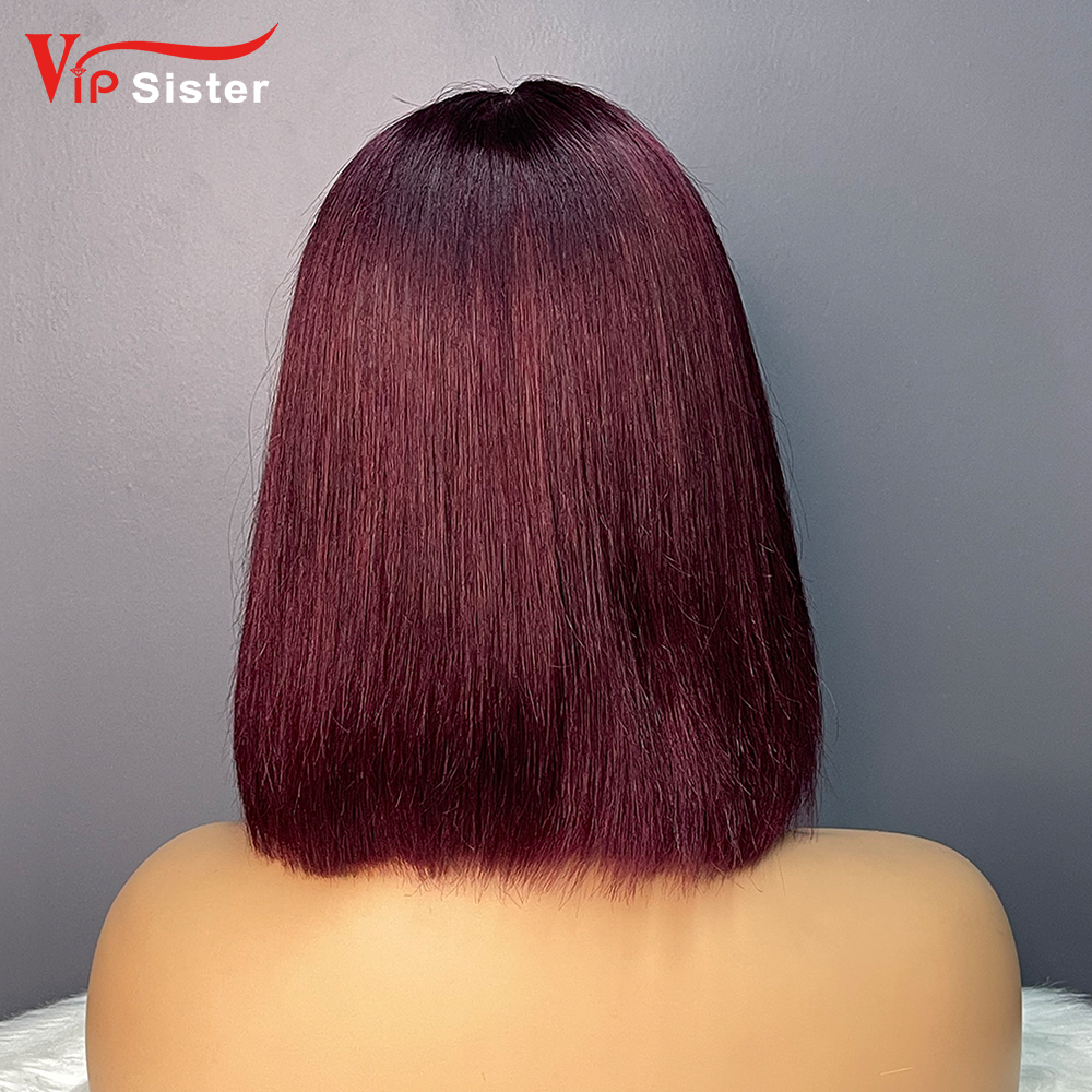 #99J Color Bob Straight 2x6 Transparent Lace Closure Wig