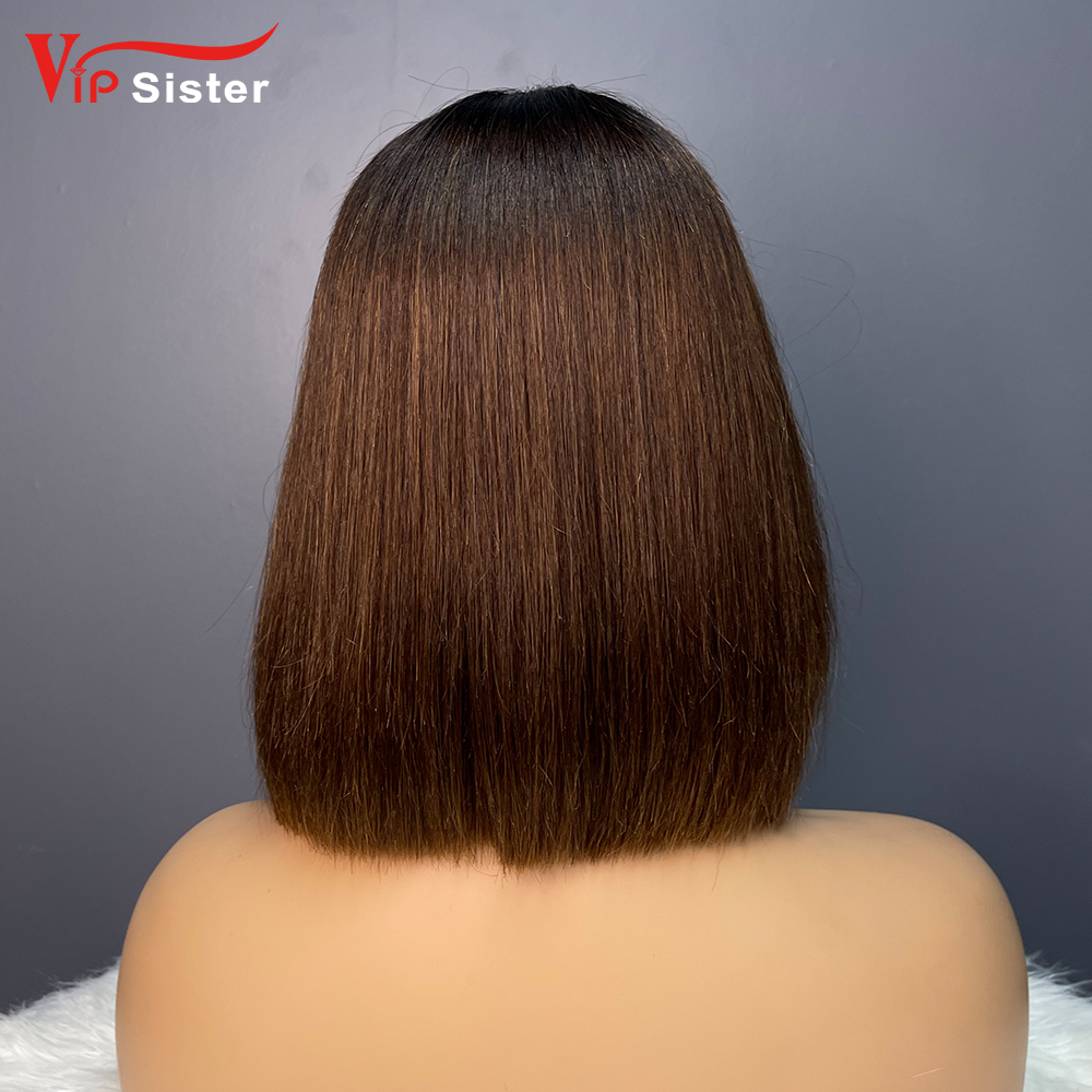 #1B/4 Color Bob Straight 2x6 Transparent Lace Closure Wig
