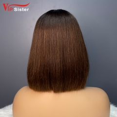 #1B/4 Color Bob Straight 2x6 Transparent Lace Closure Wig