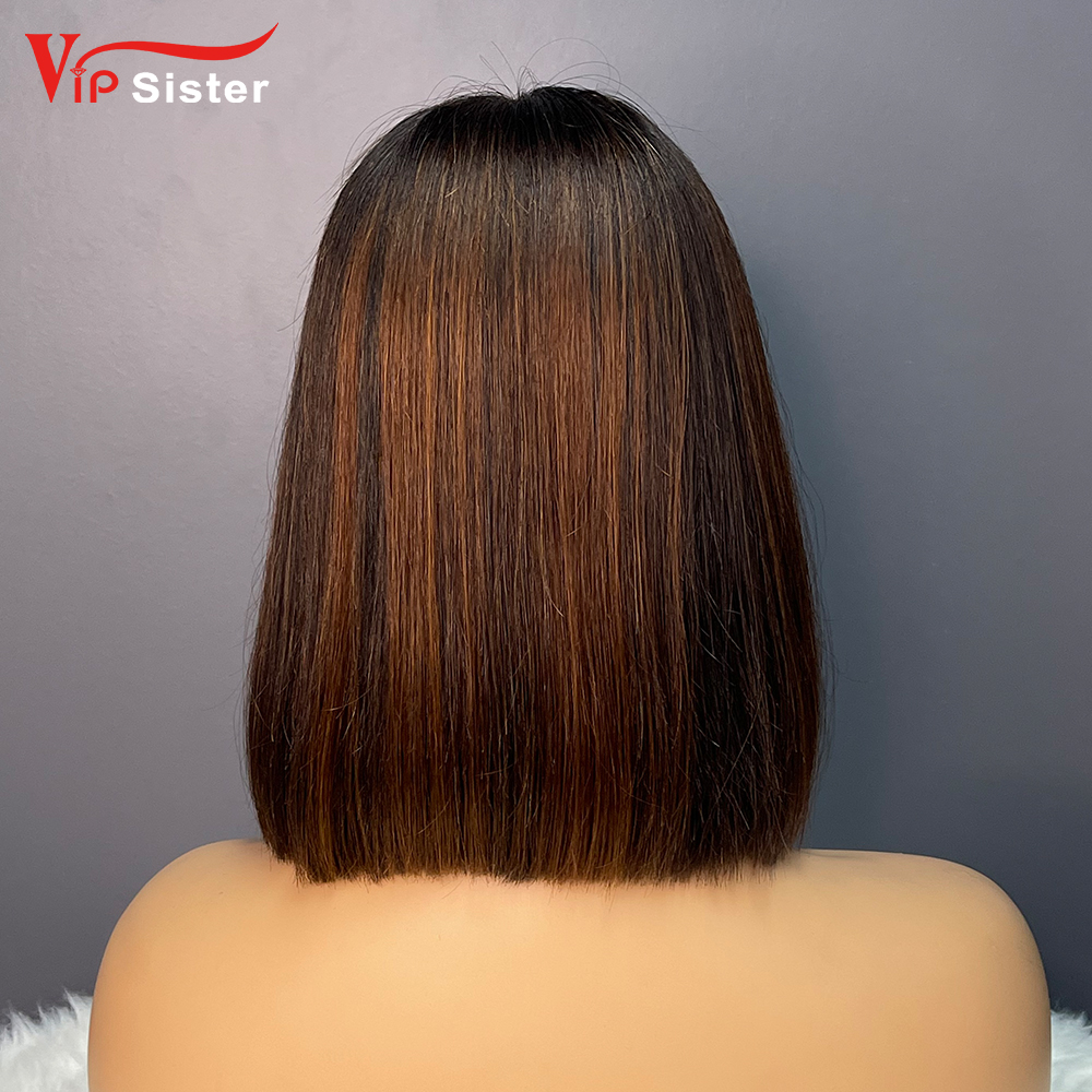 #P4 Color Bob Straight 2x6 Transparent Lace Closure Wig