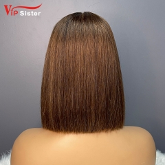 #4 Color Bob Straight 2x6 Transparent Lace Closure Wig