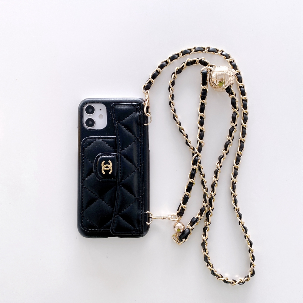 シャネル iPhone15/14 Pro Maxケース チェーンストラップ付き CHANEL