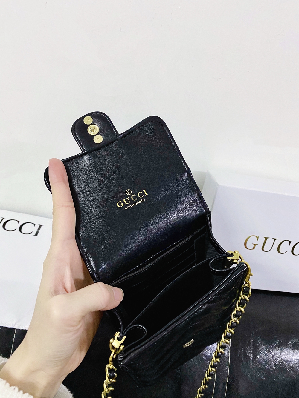 グッチ スマホショルダー GGマーモント GUCCI お財布ポシェット ダブルG