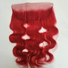 Red Virgin Human Hair Body Wave 13×4 Lace Frontal Closure