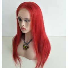 Sidary Silk Straight Natural Hairline Red Human Hair Full Lace Wigs