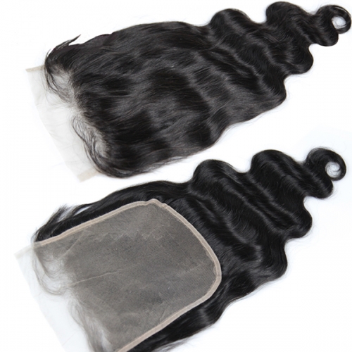 Transparent Lace Body Wave 7x7 Human Hair Baby Hair Around Lace Closure Pieces With Preplucked Natural Hairline