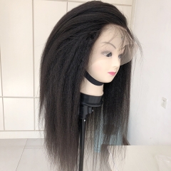 Kinky Straight Human Hair 13x4 Lace Frontal Wig 12-30inch 130% Density Glueless African American Wig