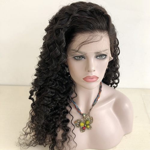 Sidary Hair Transparent Lace Natural Deep Wave Full Lace Wig Pre Plucked Natural Hairline