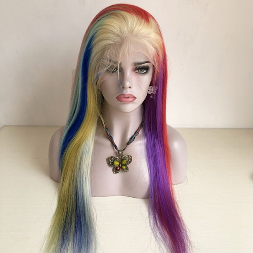 Rainbow Of Hair Wig Sidary Best Rainbow Human Hair Colorful Full Lace Wigs