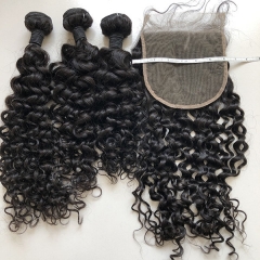 Human Hair Weave Bundles With Closure 6x6 Sidary Hair Transparent Water Wave 6*6 Lace Closure With Human Hair Extensions
