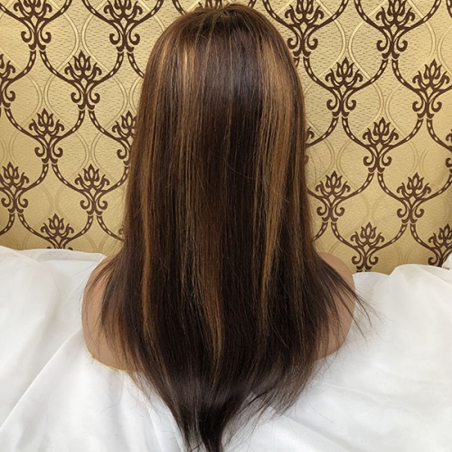 Sidary Virgin Remy Ombre Brown Highlight Straight Human Hair Full Lace Wigs