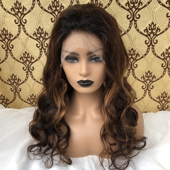 Sidary Virgin Remy Ombre Brown Highlight Loose Body Wave Human Hair Full Lace Wigs