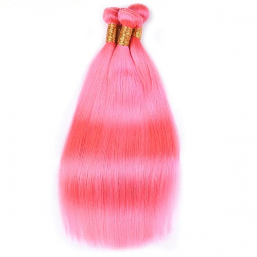 Sidary Pink Human Hair Bundles With 13x4 Ear to Ear Human Hair Frontal Pieces
