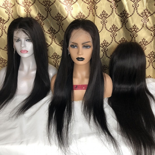 13x4 Transparent Lace Frontal Wigs 100% Human Hair Wig Pre Plucked Silk Straight 180% Density Lace Wig With Baby Hair