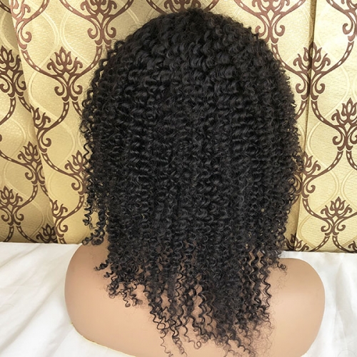 Natural Afro Kinky Curly Human Hair 360 Lace Front Wigs 100% Human Hair Glueless 150% Density Natural Color Afro Kinky Curly Lace Wigs