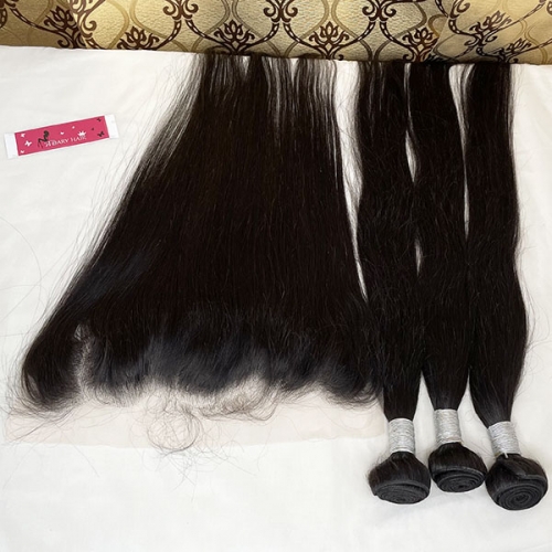 Silk Straight Human Hair Bundles With Frontal,Hair Wefts With 13x4 Lace Frontal, Sidary Hair Transparent Lace Frontal 13x4 With Bundles