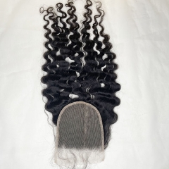 Natural 5x5 Transparent Lace Closure Natural Curly Human Hair 5x5 Lace Closure With Tiny Knots