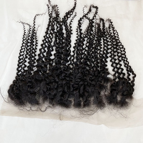 Natural Ear to Ear 13x4 Kinky Curly Human Hair 13x4 Transparent Lace Frontal Piece