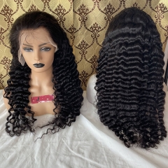 Deep Wave 13x4 Transparent Lace Frontal Wigs 200%Density Human Hair Wig Pre Plucked Lace Wig With Baby Hair