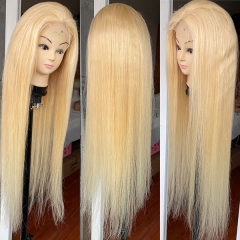 #613 Blonde 4x4 Transparent Lace Closure Straight Wigs Silk Straight Blonde Lace Wigs