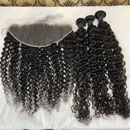 Deep Curly Human Hair Bundles With 13x6 HD Lace Frontal Sidary Hair Natural Hairline HD Lace Frontal And Human Hair Extensions