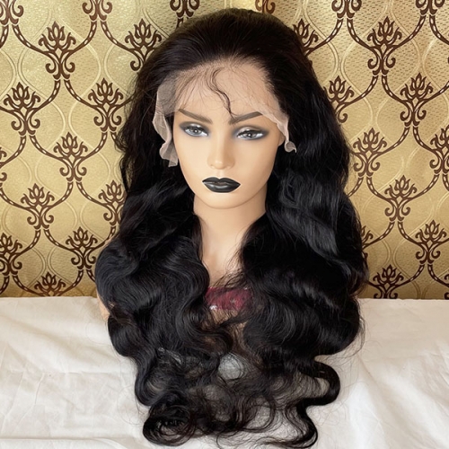 180%Density Human Hair 13x4 Transparent Lace Frontal Wigs Body Wave Pre Plucked Lace Wig With Baby Hair