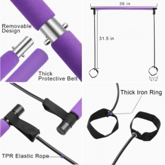 Freerunning Portable Pilates Bar Kit with Resistance Band Yoga Exercise Pilates Bar with Foot Loop Toning Bar Yoga Pilates for Yoga,Stretch,Twisting,Sit-Up