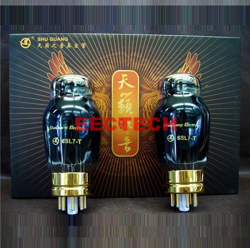 ShuGuang audio tube/hifi tube 6SL7-T(Golden foot),Direct replacement for 6N9P, 6SL7GT (one pair)