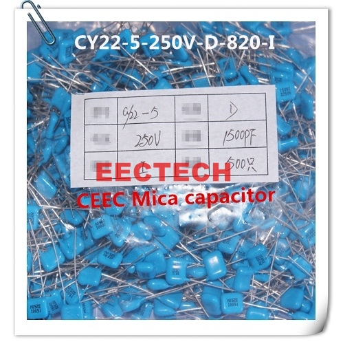 CY22-5-250V-D-820-I silver coated mica capacitor, from Beijing EECTECH CHINA mica capacitors