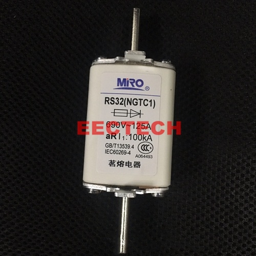 MIRO Square tube fuse blade contacts, Fuse RS32 NGTC1 690V / 125A AR  (1box=5pcs)
