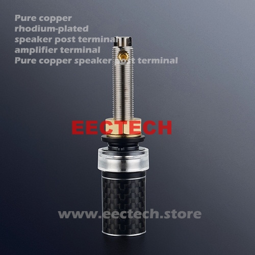 BP614R Pure copper amplifier terminal speaker post terminal, Pure copper speaker post terminal, Carbon fiber rhodium-plated amplifier (one box = 4 pcs