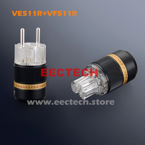 VE511R,VF511R,EU red copper rhodium plated European standard power plug, fever AC European standard power head