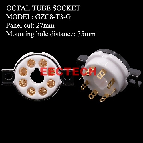 4pc 8 Pin Ceramic Socket Tube Top Vacuum Octal Value For Kt88 El34 6v6