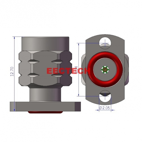 1.85JF2-1016 Detachable Panel Connector, 1.85mm panel type (2-hole plug, socket), EECTECH