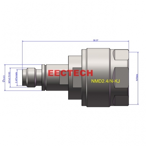 NMD2.4D/N-KJ Dedicated converter for VNA cable assemblies, NMD2.4D series converter, EECTECH