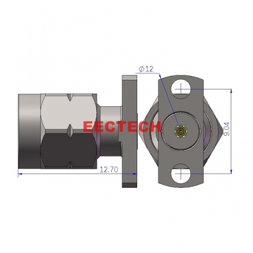 2.4JF2-1222 Detachable Panel Connector, 2.4mm panel type (2-hole plug, socket), EECTECH