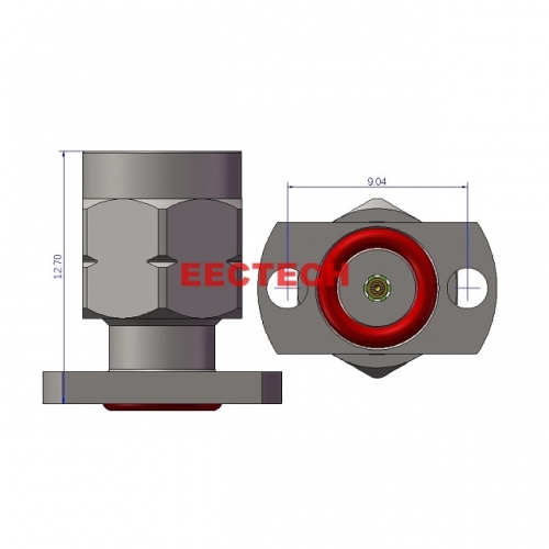 2.4JF2-1016 Detachable Panel Connector, 2.4mm panel type (2-hole plug, socket), EECTECH