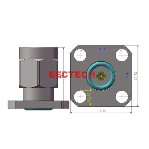 3.5JF4-864 Detachable Panel Connector, 3.5mm panel type (4-hole plug, socket),  EECTECH