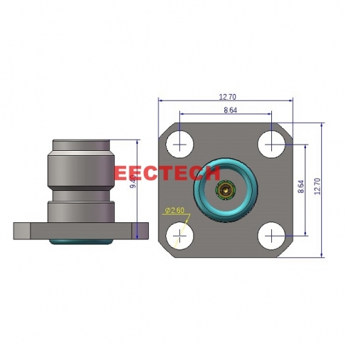 3.5KF4-864 Detachable Panel Connector, 3.5mm panel type (4-hole plug, socket),  EECTECH