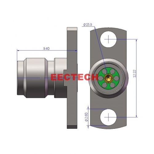 3.5KF2-1222 Detachable Panel Connector, 3.5mm panel type (2-hole plug, socket),  EECTECH