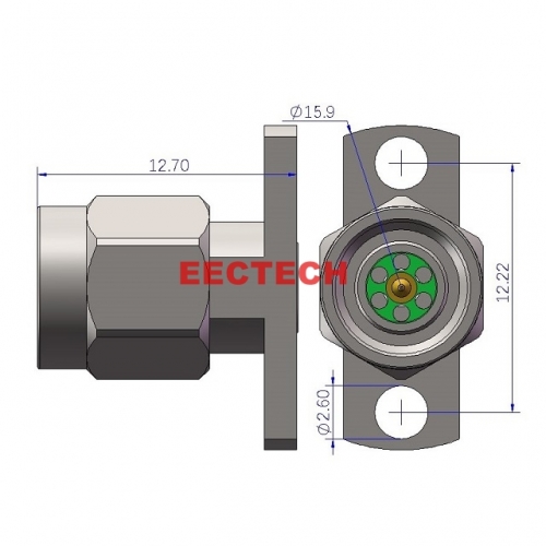 3.5JF2-1222 Detachable Panel Connector, 3.5mm panel type (2-hole plug, socket),  EECTECH