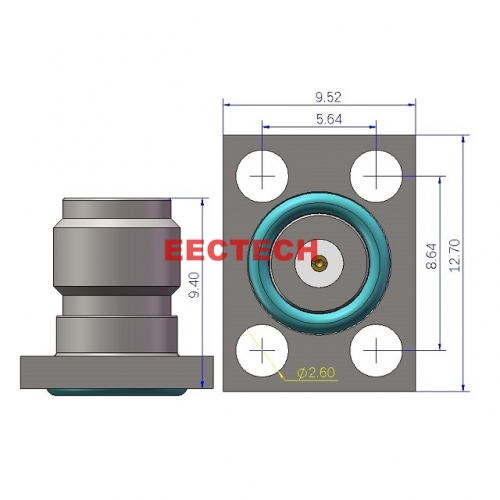 SMAKF4-864564 Detachable Panel Connector, SMA panel (4-hole plug, socket),  EECTECH