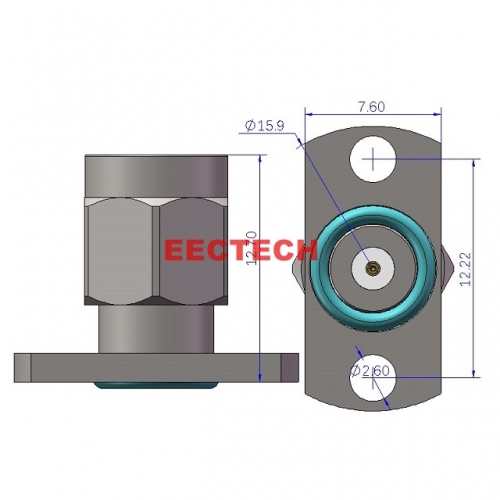 SMAJF2-1222 Detachable Panel Connector, SMA panel (2-hole plug, socket),  EECTECH