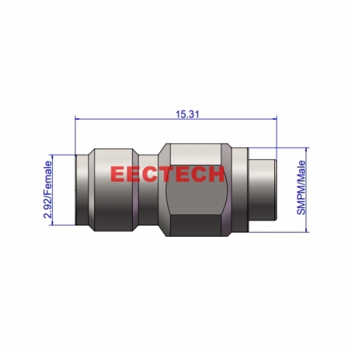 2.92/SMPM-KJS Smooth Bore Coaxial adapter, 2.92/SMPM series converters, EECTECH