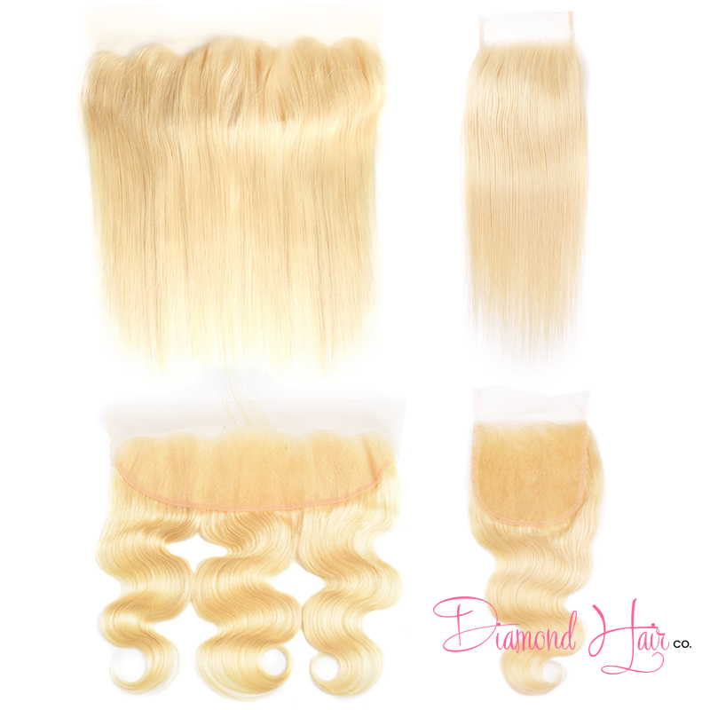 Blonde#613 Color 5x5 Lace Closure and 13x4 Lace Frontal Mink Brazilian Diamond Virgin Hair