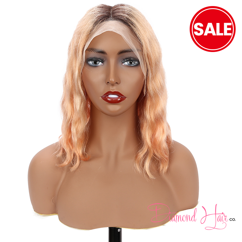 #1B/Rose Gold Straight 13*5 Transparent Lace Bob Wig 150% Density