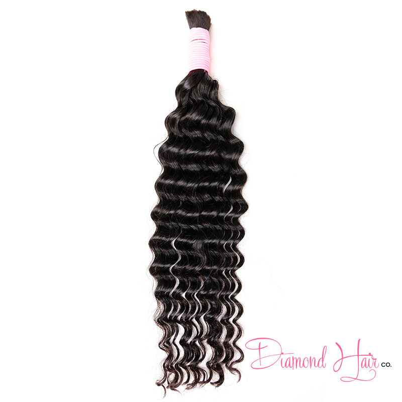 10A Color #1B Deep Wave Bulk Hair Extensions for Braiding Cabelo Humano Brasileiro 45-75cm