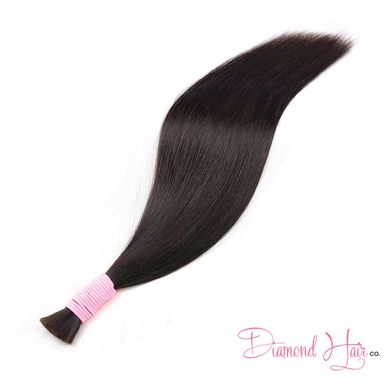 10A Color #1B Silky Straight Bulk Hair Cabelo Humano Brasileiro Liso Natural
