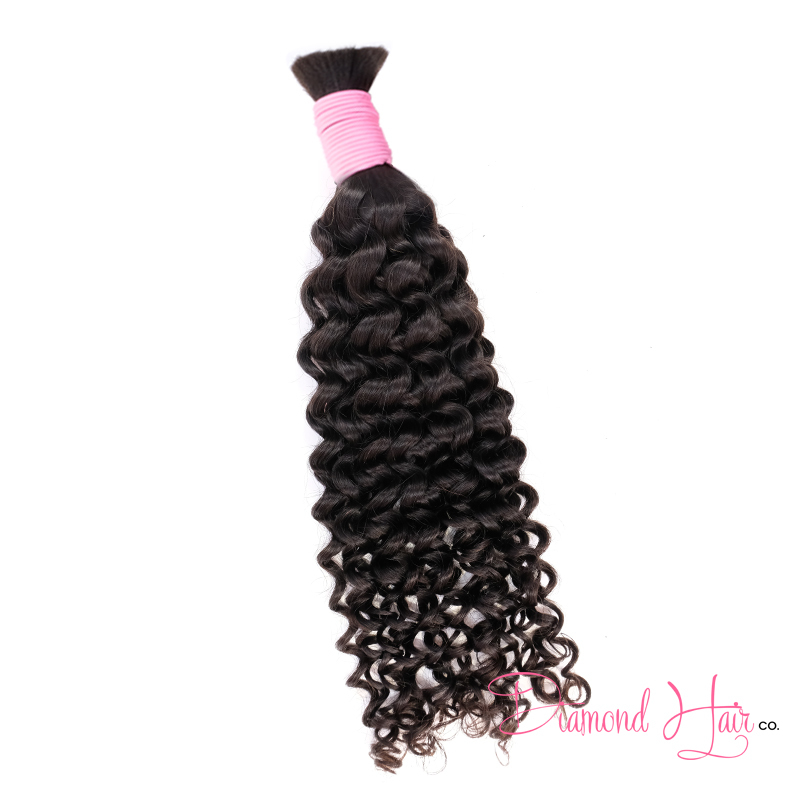 10A Color #1B Deep Curly Bulk Hair Raw Vietnamese Hair Cabelo Humano Brasileiro Ondulado 45-75cm（100g/pc）
